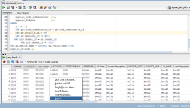 Creating an EBS Target application in Data Management from a SQL query ...