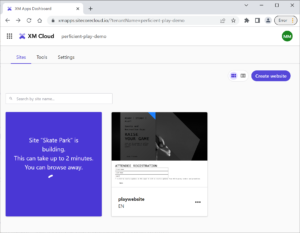 Sites interface in XM Cloud