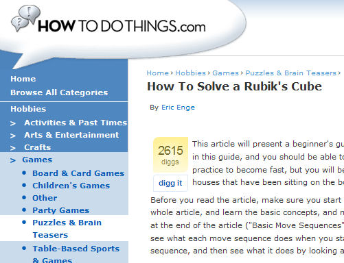 Rubik's Cube Article screenshot