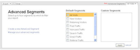 Google Analytics Segmentation screenshot