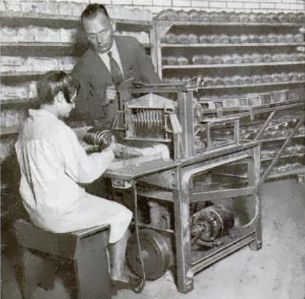 Bread slicing machine, c. 1930
