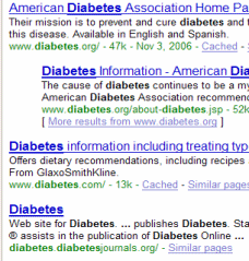 Google Diabetes Results