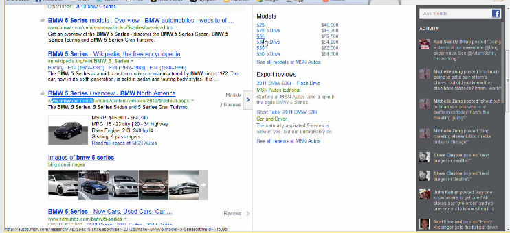 New Bing BMW Search Results