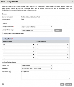 Informatica Look-Up Dialog Window