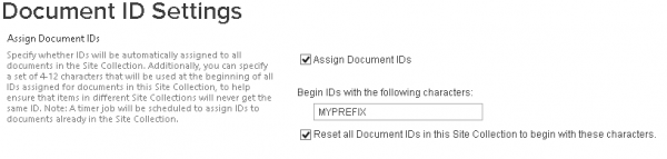 SharePoint2013 Document ID Settings