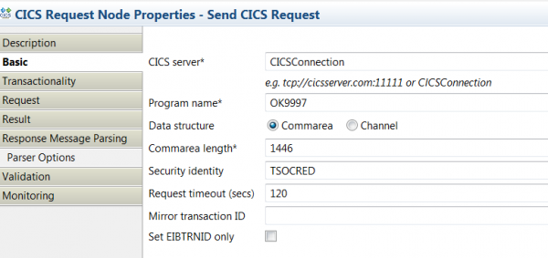 Send CICS Request Basic View