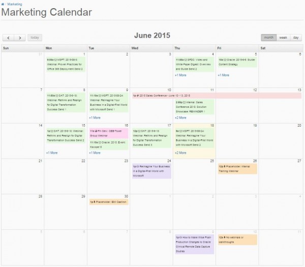 Pardot marketing calendar