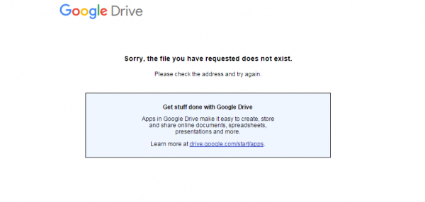 Google Docs Error Message