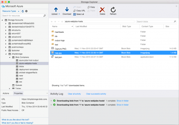 Azure Storage Explorer screenshot