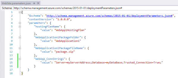 AzureWebAppConnectionStringParametersFileScreenshot