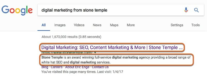 Digital Marketing from Perficient Digital Search Result screenshot 