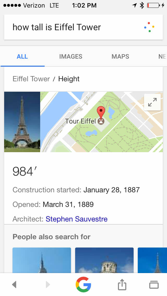 How tall is Eiffel Tower Search Result