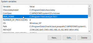 Java Home Environment System Variable