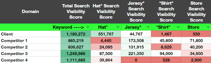 Search Visibility Matrix Example