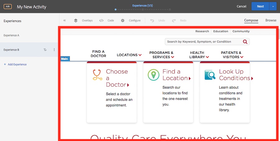 The Structure of the Adobe Target Visual Experience Composer