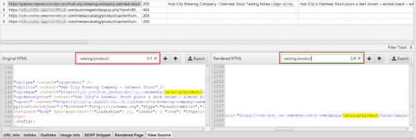 Screaming Frog Original HTML vs. Rendered HTML View Source Console