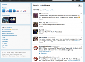 Twitter search on @citibank September 5 2012