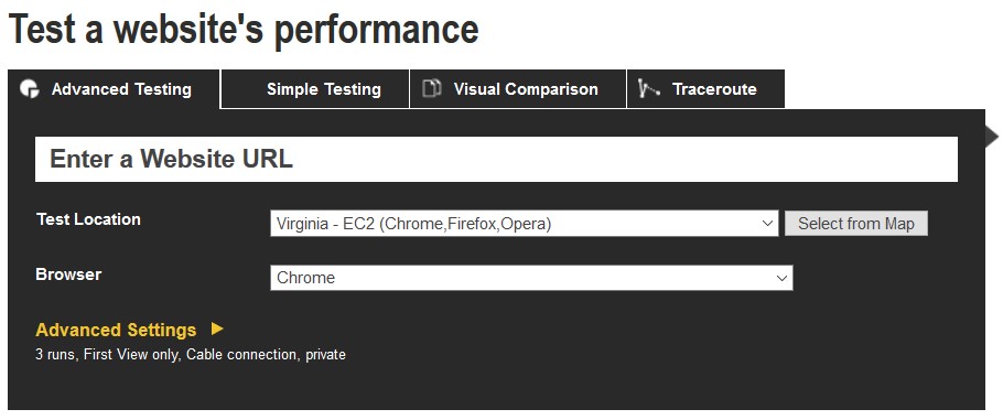 Webpagetest.org screenshot 