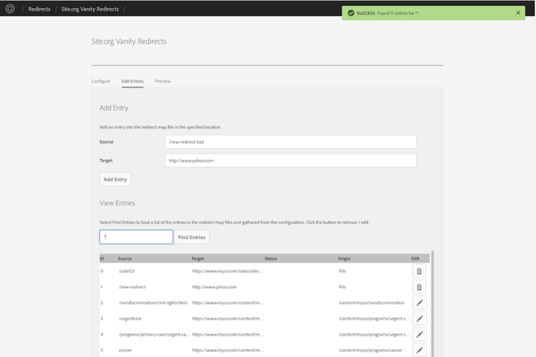 Filtering Entries in the Redirect Map