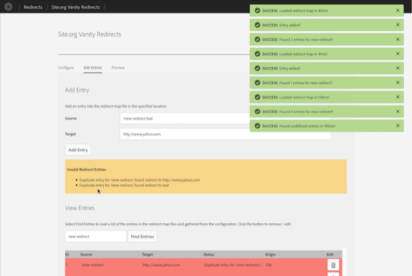 Instantly identify errors in the redirect map