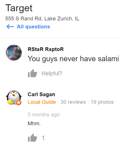 Target Q&A regarding salami