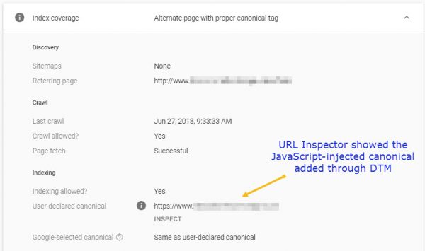 google search console url inspection