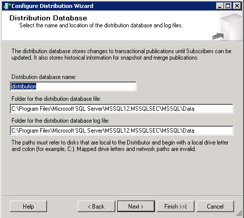 MSSQL Distribution Agent – Set Distribution Database Name.