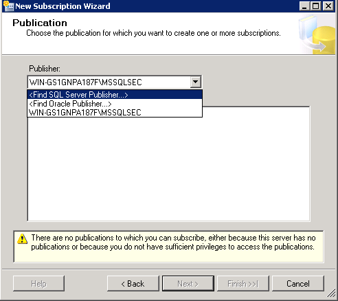 MSSQL Distribution Agent – Configure Subscription Publication A.