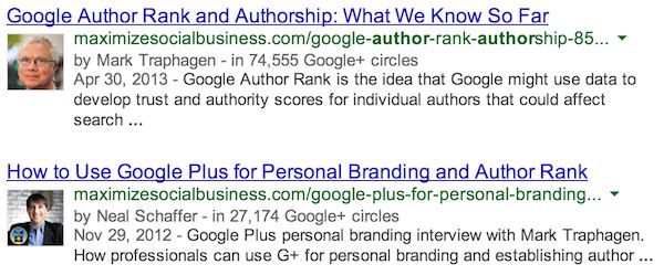 Google Authorship in search results