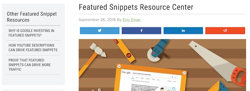 Featured Snippets resource center hub page