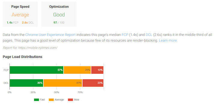 Google Page Speed Insights Report Example