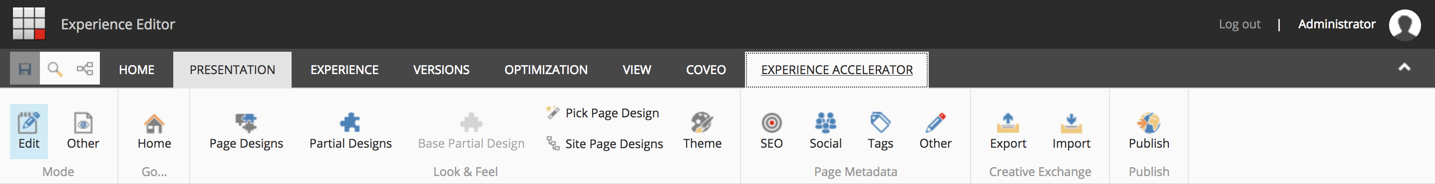 Sitecore SXA toolbar in experience editor