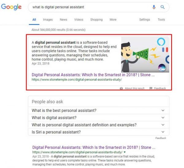 A screenshot of a featured snippet result for "What is Digital Personal Assistant?" query