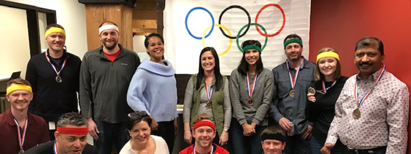 Perficient Minneapolis Office posing for photo at Office Olympics