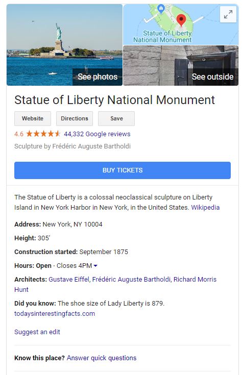 Statue of Liberty Knowledge Graph