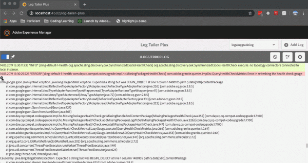 Log Tailer Plus - Stack Collapse Screenshot