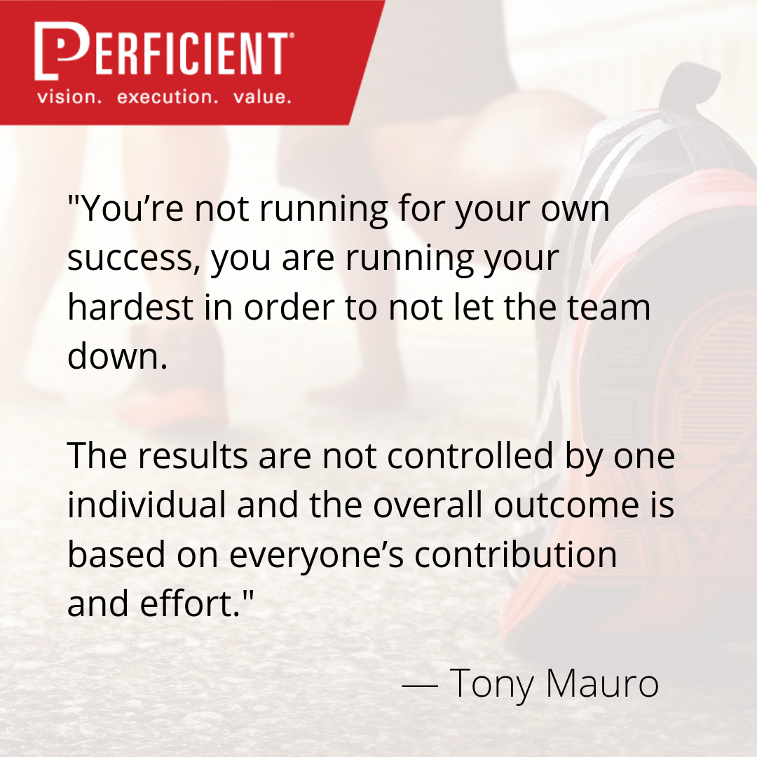 _You’re not running for your own success, you are running your hardest in order to not let the team down.   The results are not controlled by one individual and the overall outcome is based on everyone’s
