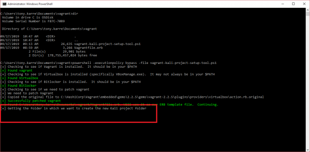screenshot of command prompt asking where to create our project