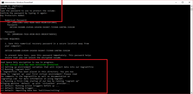 screenshot showing the initial vagrant operations