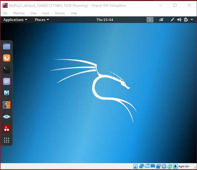 screenshot of Kali - logged in