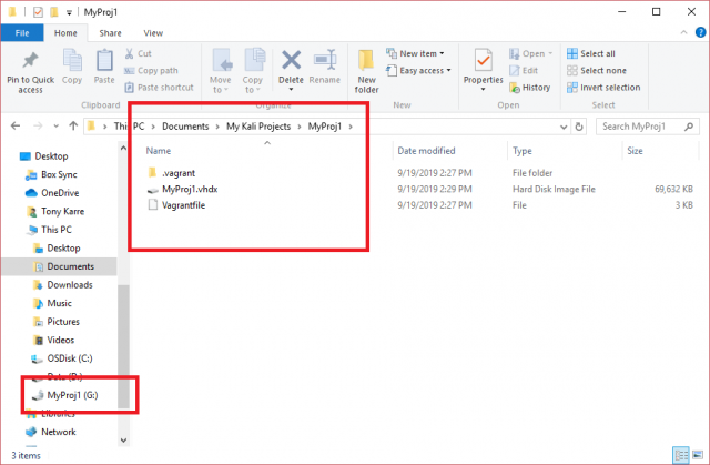 screenshot of project folder demonstrating that files have been created.
