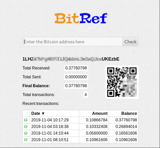 screenshot of bitcoin account balance