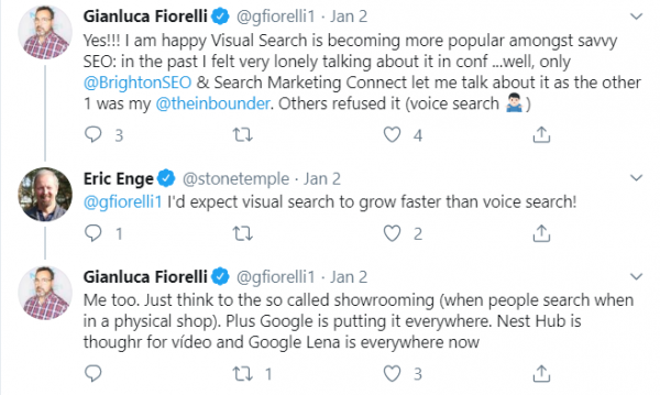 Ginaluca Fiorelli and Eric Enge's opinion on Visual search growth to be faster than voice