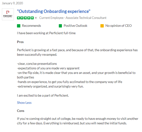 Outstanding Onboarding At Perficient