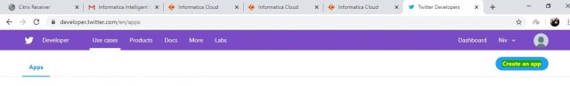Twitter – Create App: