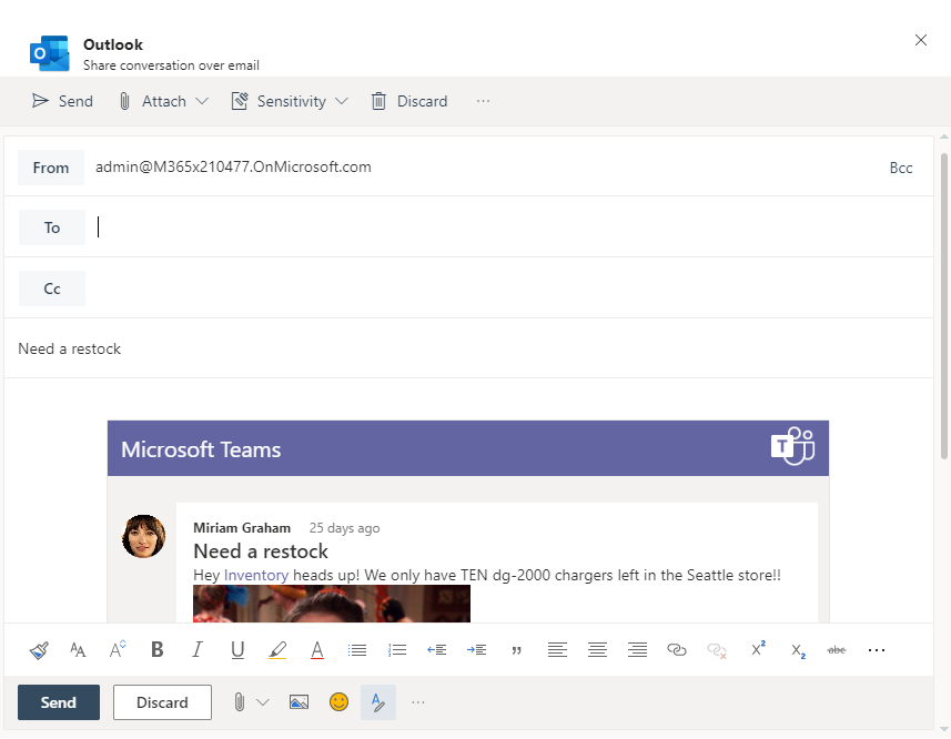 Teams Updates-Share to Outlook 2