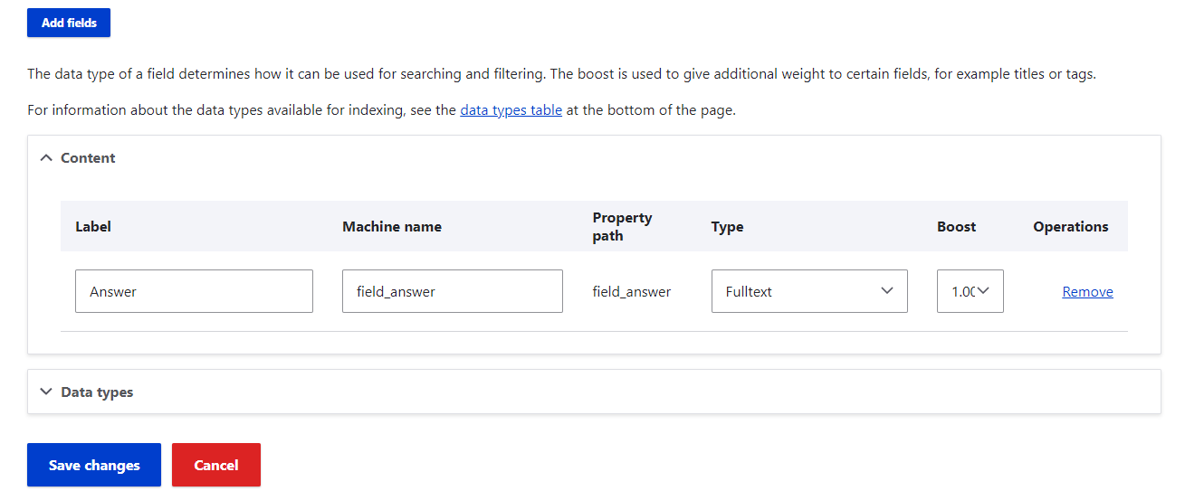 manage Fields For Search Index