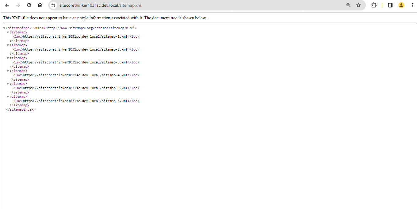 SXA Sitemap is split into multiple Sitemaps based on the size and URL count limit