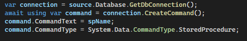 EF Core set up connection for stored procedure multiple result sets