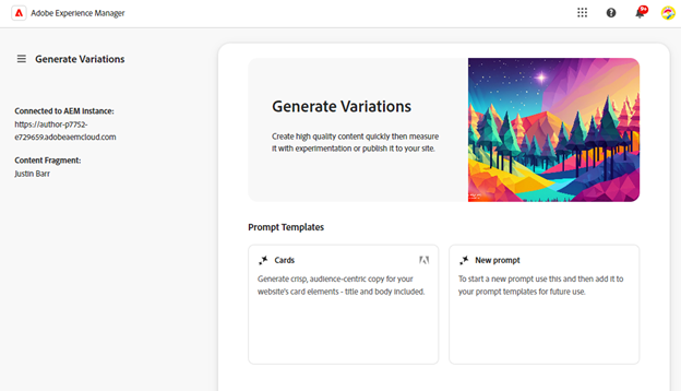 AEM as a Cloud Service Generative Variations